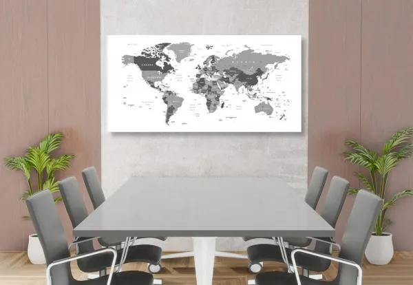 Obraz mapa sveta s čiernobielym nádychom