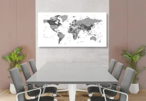 Obraz mapa sveta s čiernobielym nádychom
