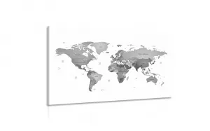 Obraz mapa sveta vo farbách čiernobielej
