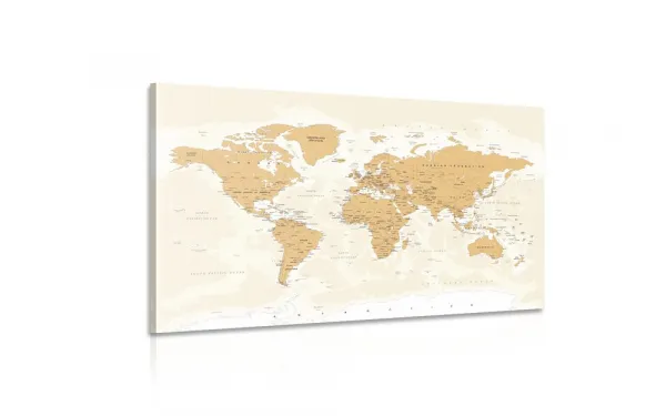 Obraz mapa sveta s vintage nádychom
