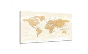 Obraz mapa sveta s vintage nádychom