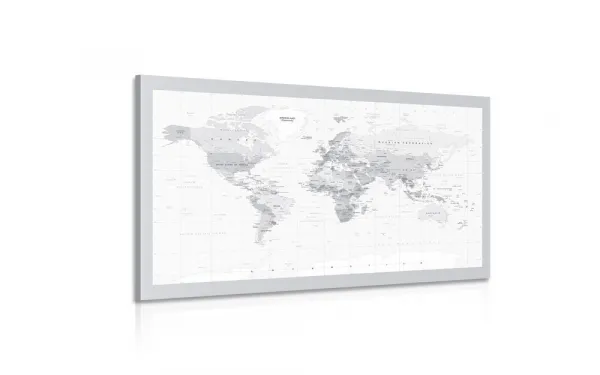 Obraz klasická čiernobiela mapa so šedým okrajom
