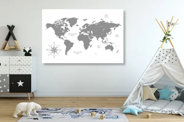 Obraz decentná mapa v šedom prevedení