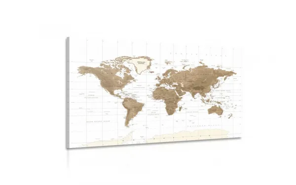 Obraz nádherná vintage mapa sveta s bielym pozadím