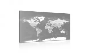 Obraz štýlová vintage čiernobiela mapa sveta