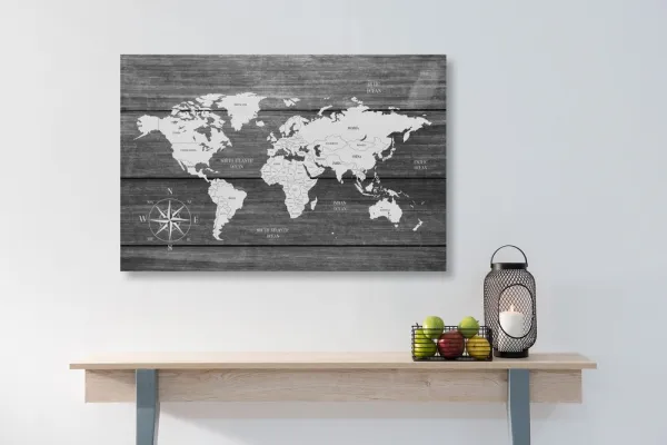 Obraz mapa s dreveným pozadím