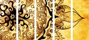 5-dielny obraz Mandala s vintage nádychom