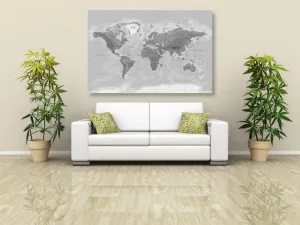 Obraz nádherná čiernobiela mapa sveta