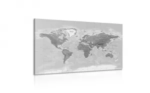 Obraz nádherná čiernobiela mapa sveta