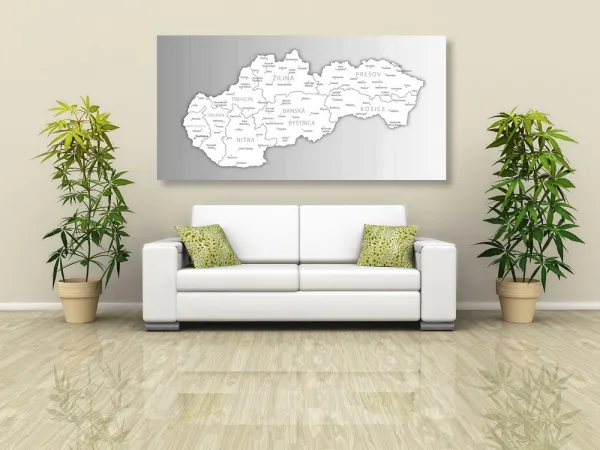 Obraz čiernobiela mapa Slovenska