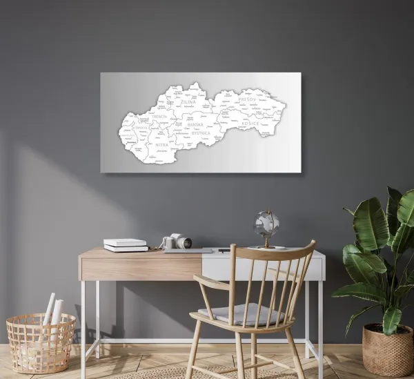Obraz čiernobiela mapa Slovenska