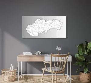 Obraz čiernobiela mapa Slovenska