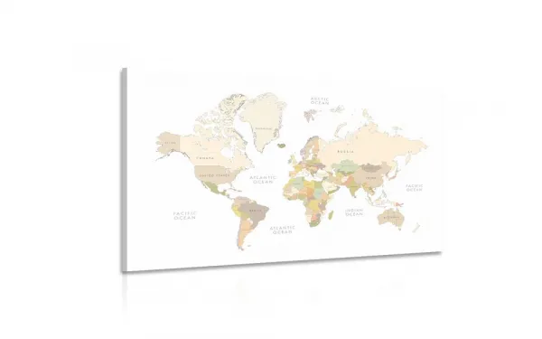 Obraz mapa sveta s vintage prvkami
