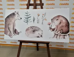 Obraz posedenie zvieratiek v lese