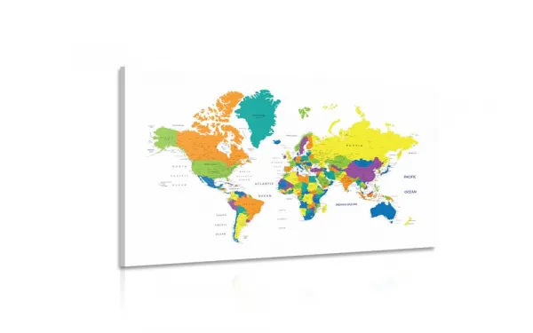 Obraz farebná mapa sveta na bielom pozadí