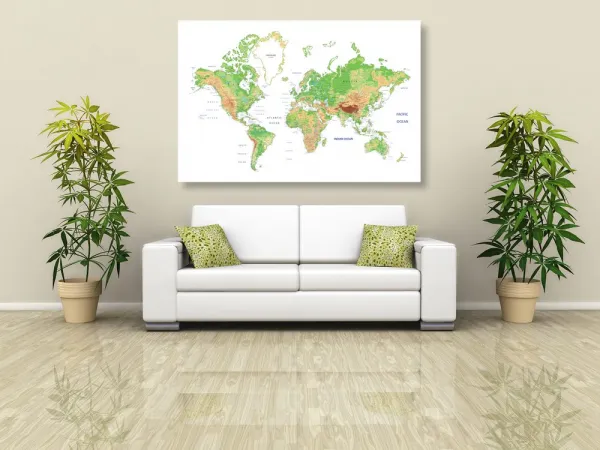 Obraz klasická mapa sveta s bielym pozadím