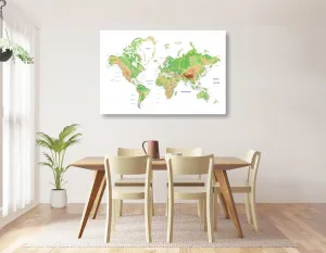 Obraz klasická mapa sveta s bielym pozadím