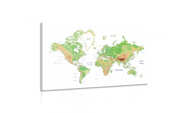 Obraz klasická mapa sveta s bielym pozadím