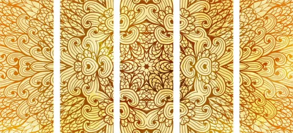 5-dielny obraz zlatá etnická Mandala