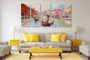 5-dielny obraz benátska gondola