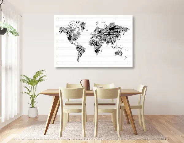 Obraz hudobná mapa sveta v inverznej podobe