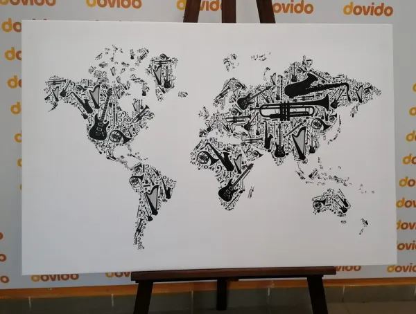 Obraz hudobná mapa sveta v inverznej podobe