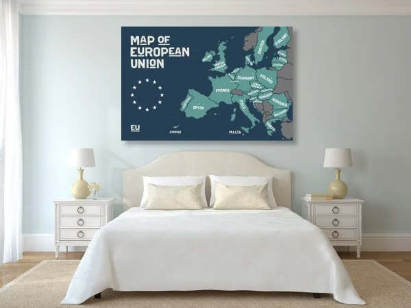 Obraz náučná mapa s názvami krajín európskej únie