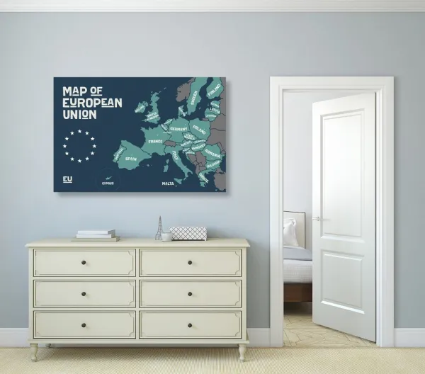 Obraz náučná mapa s názvami krajín európskej únie