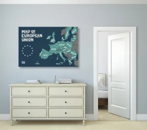Obraz náučná mapa s názvami krajín európskej únie