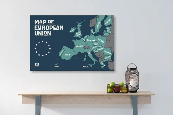 Obraz náučná mapa s názvami krajín európskej únie