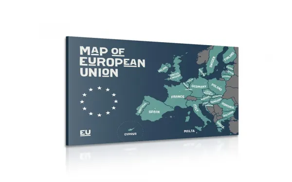 Obraz náučná mapa s názvami krajín európskej únie