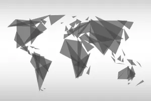 Obraz geometrická mapa sveta v čiernobielom prevedení