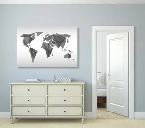 Obraz geometrická mapa sveta v čiernobielom prevedení