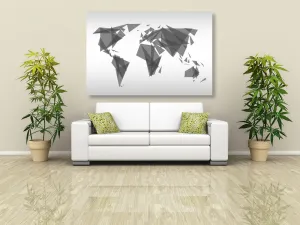 Obraz geometrická mapa sveta v čiernobielom prevedení