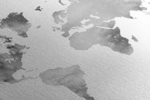 Obraz mapa sveta v čiernobielom akvarelovom prevedení