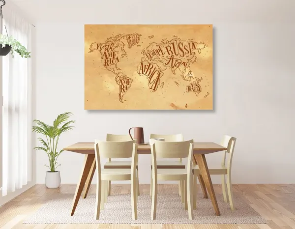 Obraz moderná mapa sveta na vintage podklade