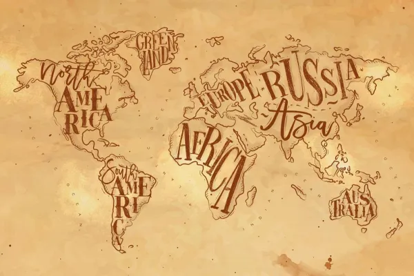 Obraz moderná mapa sveta na vintage podklade