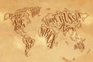 Obraz moderná mapa sveta na vintage podklade