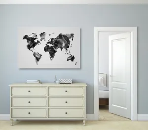 Obraz mapa sveta v dizajne vektorovej grafiky v čiernobielom prevedení