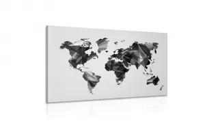 Obraz mapa sveta v dizajne vektorovej grafiky v čiernobielom prevedení