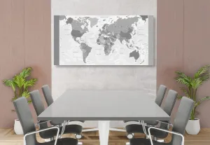 Obraz podrobná mapa sveta v čiernobielom prevedení
