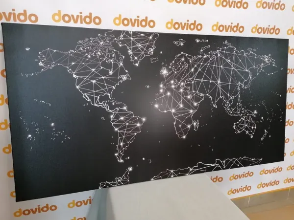 Obraz čiernobiela mapa sveta