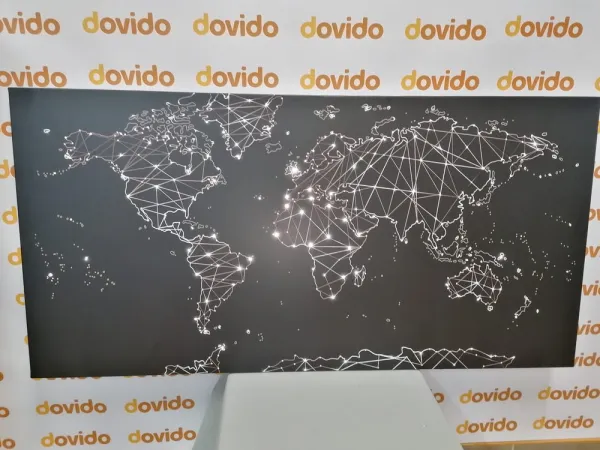 Obraz čiernobiela mapa sveta