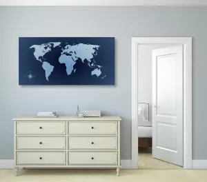 Obraz mapa sveta v odtieňoch modrej