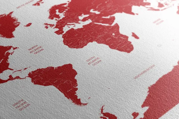 Obraz mapa sveta s jednotlivými štátmi v červenej farbe