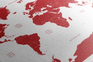 Obraz mapa sveta s jednotlivými štátmi v červenej farbe