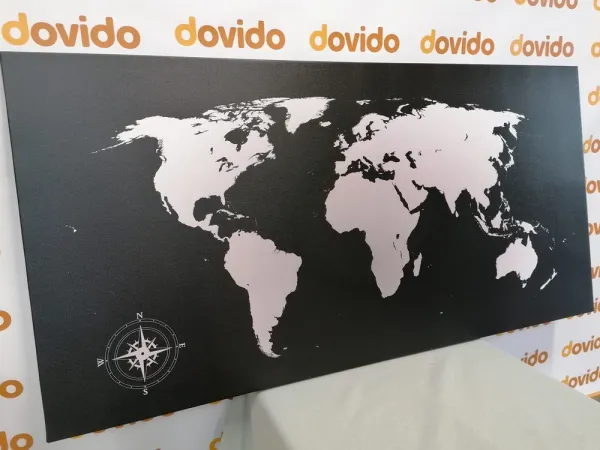 Obraz mapa sveta v odtieňoch sivej