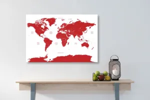 Obraz mapa sveta s jednotlivými štátmi v červenej farbe