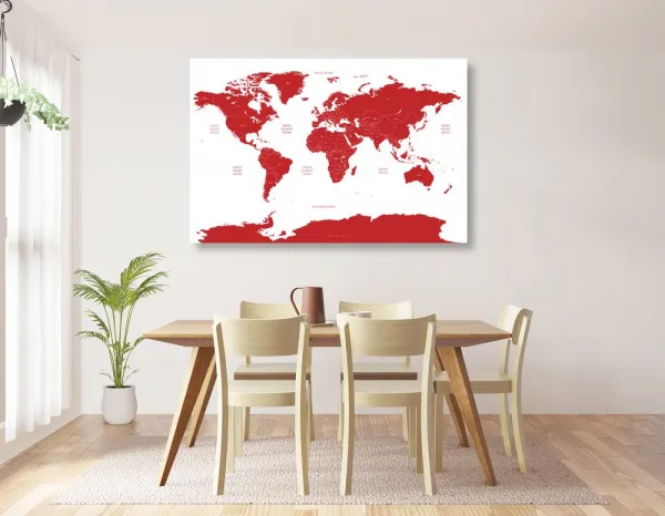 Obraz mapa sveta s jednotlivými štátmi v červenej farbe
