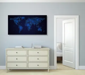 Obraz mapa sveta s nočnou oblohou